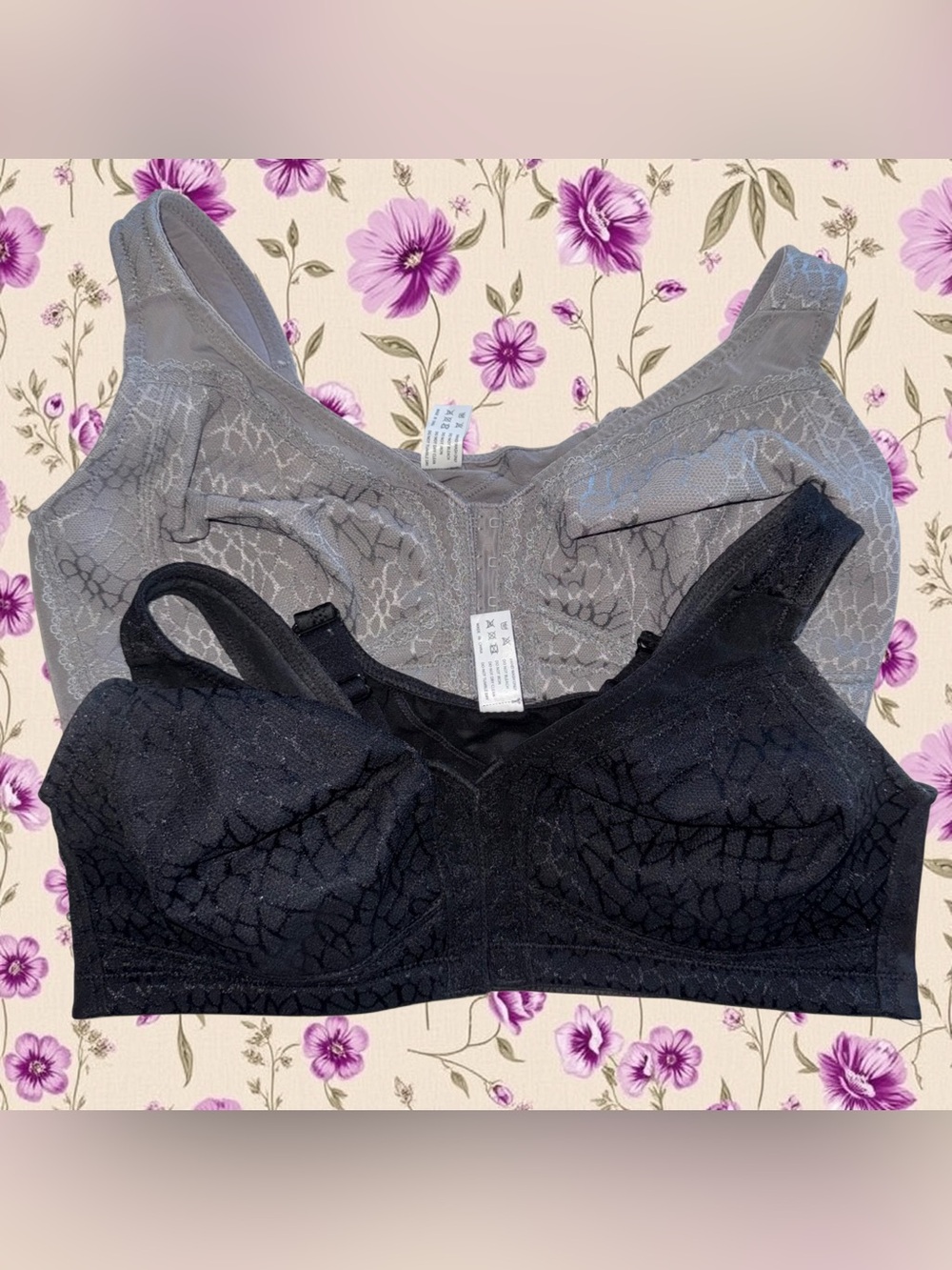 HACI Full Coverage Non Padded Front Closure Wireless Posture Bra 34DD, Set Of 2